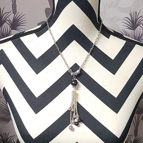 Hand Crafted Jewelry - Faux pearl dangle detail necklace, Handcrafted by Mom